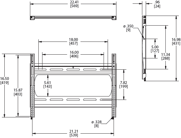 Technical Drawing for Premier P2642F Low Profile Flat Panel Wall Mount