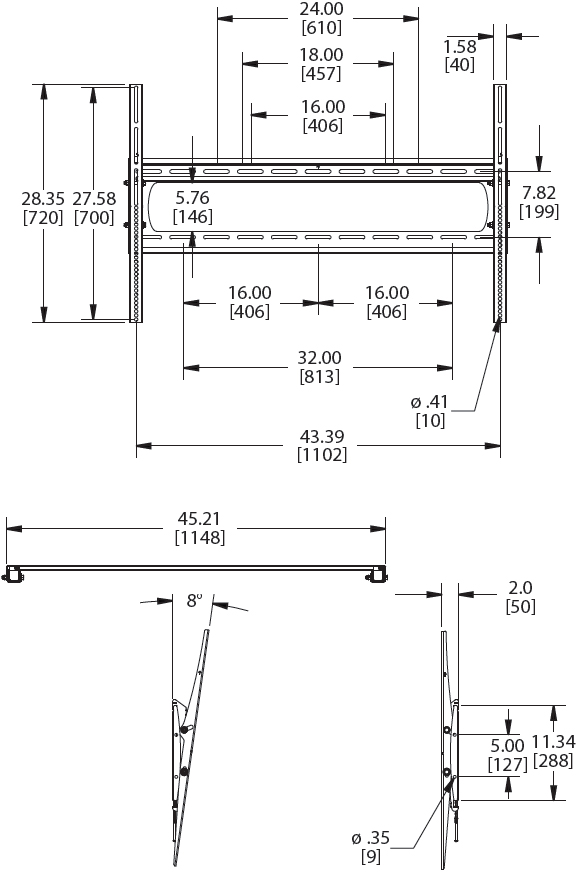 Premier P5080T Tilting Low Profile Wall Mount