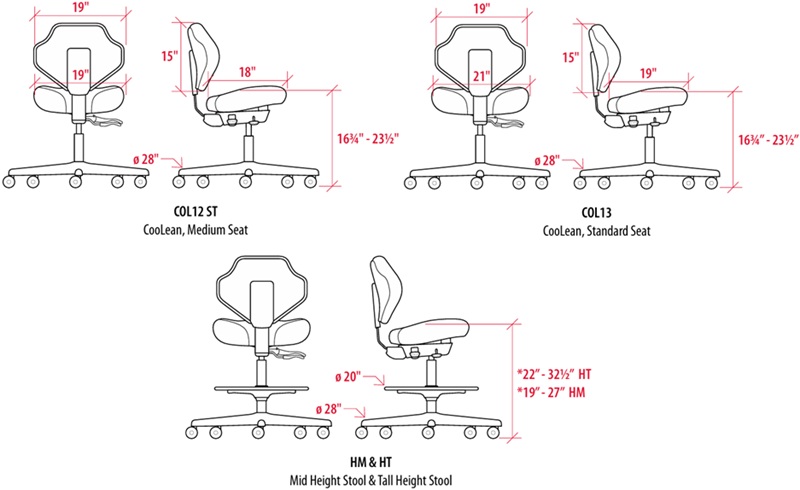 Technical Drawing for Sitmatic Standard Back Alpha Chair ALP3