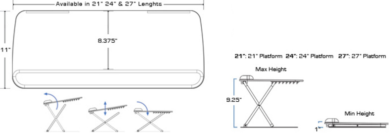 Technical drawing for SpaceCo SL021 or SL024 or SL027 Scissor Lift Keyboard Platform