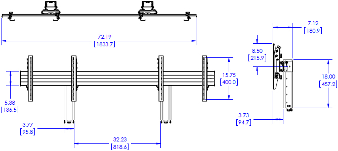 Technical Drawing for Chief FCA2X1U FUSION LVM 2x1 Accessory