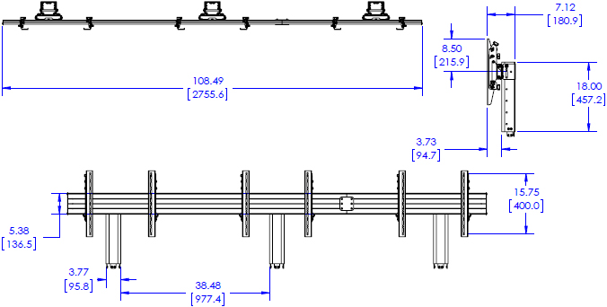 Technical Drawing for Chief FCA3X1U FUSION LVM 3x1 Accessory