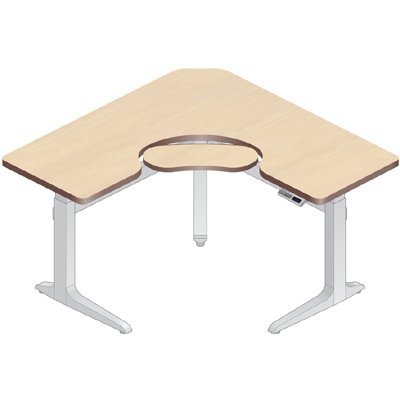 WorkRite Sierra Electric Equal Corner 3Legs Keyboard Cutout Height Adjustable Table