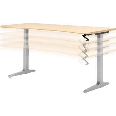 Height Adjustability of WorkRite Sierra HX Crank Rectangular Concave Front Table