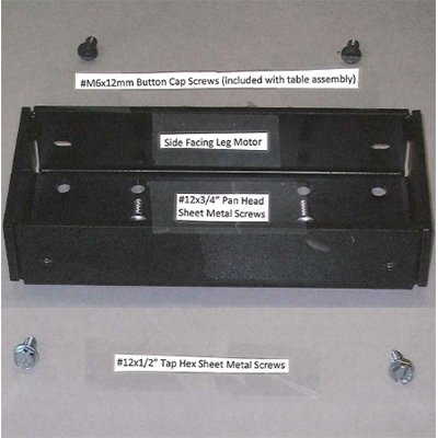 #M6x12mm Button Cap Screws (included with table assembly), Side Facing Leg Motor, #12x3/4