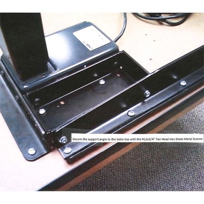 Secure the support angle to the table top with the #12x3/4