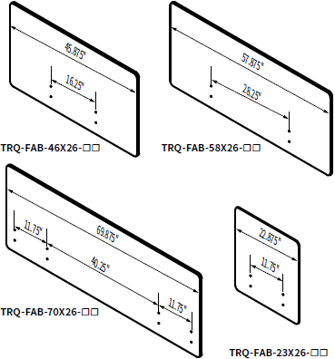 Technical Drawing for Workrite TRQ-FAB Tranquility Fabric Screen - Single Rear