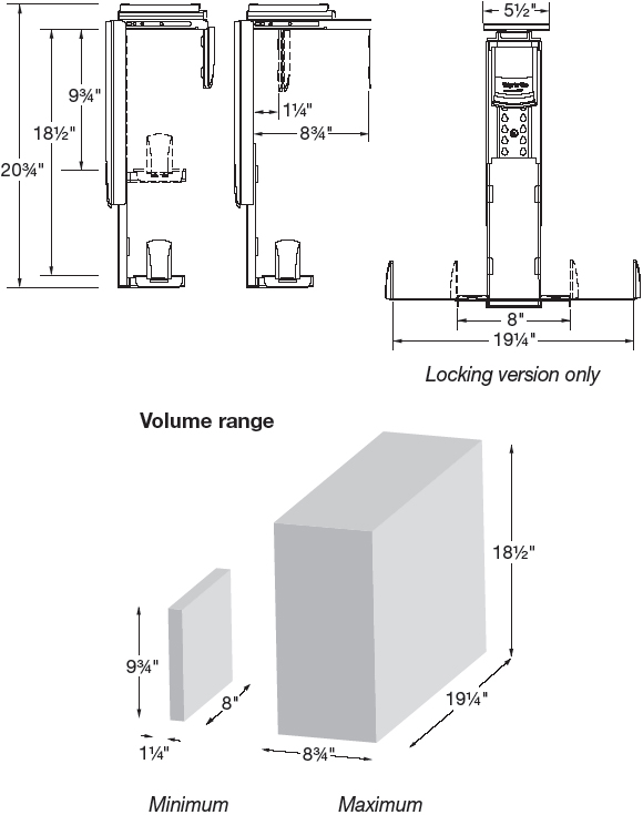 Technical Drawing for Workrite 920 Protected, Adaptable and Flexible CPU Holder