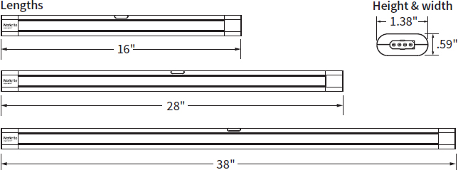 Technical Drawing for Workrite CIG2-UCL Ciglio 2 LED Under-Cabinet Light