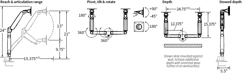 Workrite Conform Dual Articulating Monitor Arm