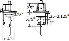 Technical drawing for Workrite CONF-BSE-TPCCG-S Conform 2 Piece C-Clamp & Grommet Base