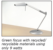 Green focus with recycled/recyclable materials using only 9 watts