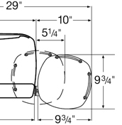 Dimensional Diagram for WorkRite UB2520 Accessory Mouse Surface-Special Order