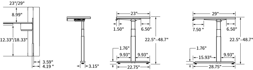 Workrite ASCENT4 EX Electric Rectangular 3-Stage, 2-Leg Workcenter