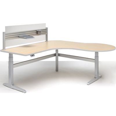 WorkRite Sierra Electric P Peninsula Height Adjustable Workcenter Right / Left Dual Depth 