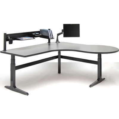 WorkRite Sierra Electric P Peninsula Height Adjustable Workcenter Right / Left Dual Depth 