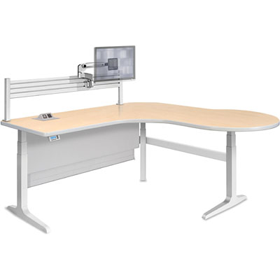 WorkRite Sierra Electric P Peninsula Height Adjustable Workcenter Right / Left Dual Depth 