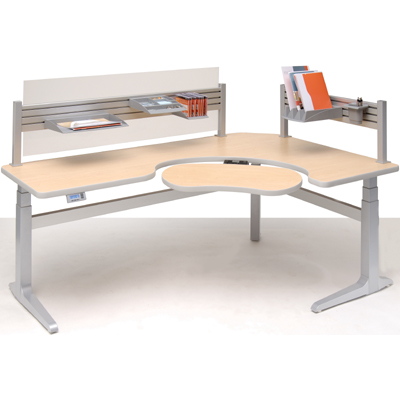 WorkRite Sierra Electric Offset Corner Left or Right Keyboard Cutout Height Adjustable Desks