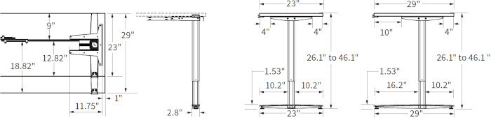 Drawing of Workrite Sentinel Rectangular 2-Stage, 2-Leg Electric Sit Stand Desk