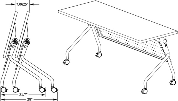 Technical Drawing for Workrite Sonoma Mobile Nesting Table