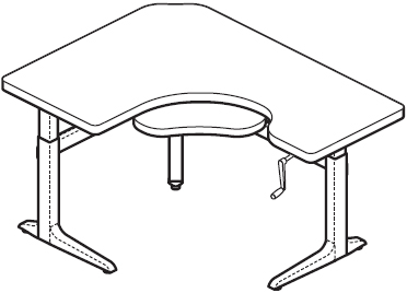 WorkRite Sierra Crank Offset Corner Keyboard Cutout Adjustable Desk