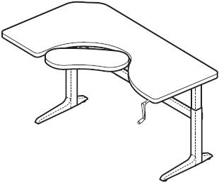 WorkRite Sierra Crank Offset Corner Keyboard Cutout Adjustable Desk