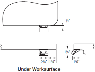 Above, Front and Side Worksurface