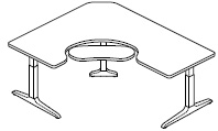 Offset Corner Left–3 legs, Keyboard Cutout