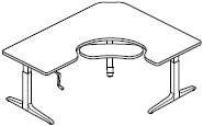 Offset Corner Left–3 legs Keyboard Cutout
