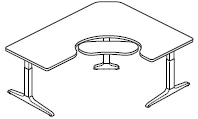 Offset Corner Right–3 legs, Keyboard Cutout