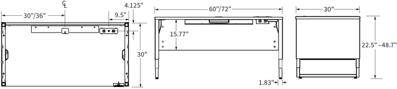 Technical drawing for Workrite ADV-6030 or ADV-7230 Advent Desk