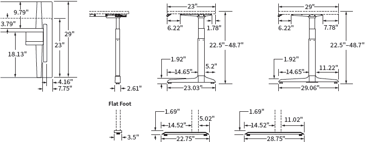 Dimensions of Workrite Sierra HX Electric Frame Set