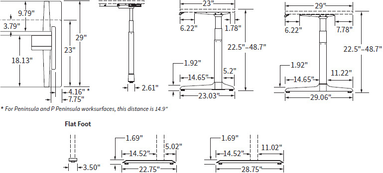 Dimensions of Sierra HX Electric Table