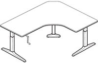 Workrite Sierra HXL Crank Offset Corner Left 3 Legs Table