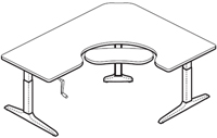 Workrite Sierra HXL Crank Offset Corner Left 3 Legs Keyboard Cutout