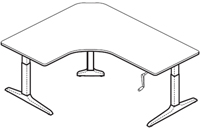Workrite Sierra HXL Crank Offset Corner Right 3 Legs Table