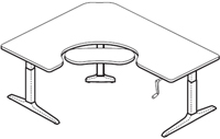 Workrite Sierra HXL Crank Offset Corner Right 3 Legs Keyboard Cutout