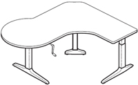 Workrite Sierra HXL Crank P Peninsula 3 Legs Left