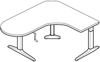 Workrite Sierra HXL Crank Peninsula 3 Legs Left
