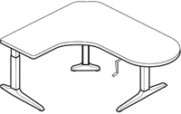 Workrite Sierra HXL Crank Peninsula 3 Legs Right