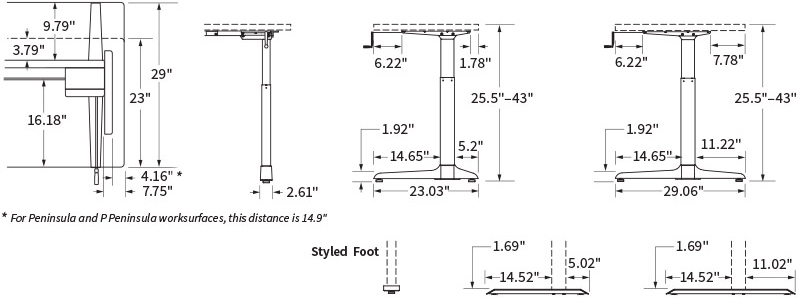 Dimension of Workrite Sierra HXL Crank Table