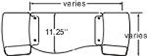 Technical Drawing for WorkRite UB385RLN or UG385RLN Reversible Microsoft Natural 27.5" Adjustable Keyboard Platform