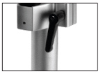 SwingArm-Dual clamp handle provides 7 inch vertical range