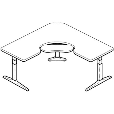 WorkRite Sierra HX Electric Equal Corner Keyboard Cutout Table