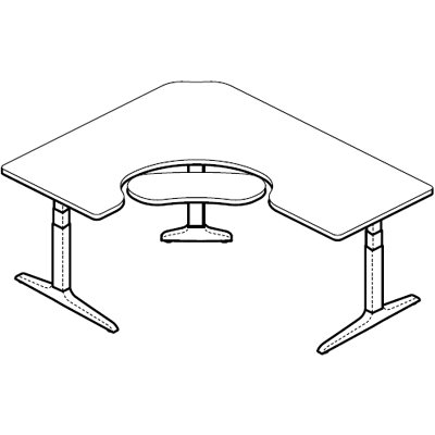 Offset Corner Right 3 legs, Keyboard Cutout - SEHX607230A