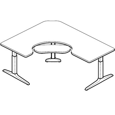 Offset Corner Right–3 legs, Keyboard Cutout - SEHXL607230A