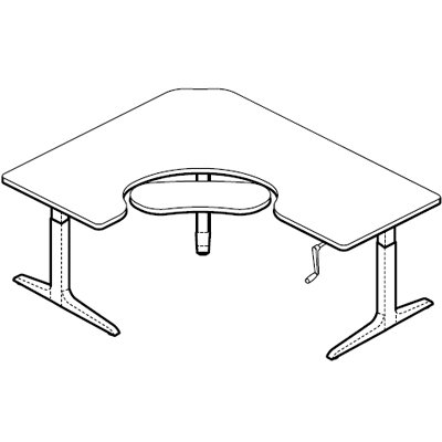Offset Corner Right–3 legs, Keyboard Cutout - SCFHX607230A