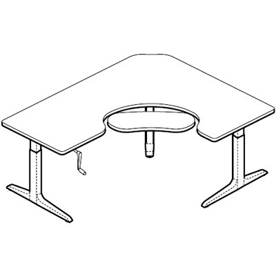 WorkRite Sierra HX Crank Offset Corner Keyboard Cutout 3 Legs Height Adjustable Workcenter