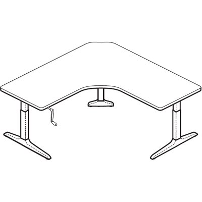 Workrite Sierra HXL Crank Equal Corner 3 Legs Sit-Stand Table