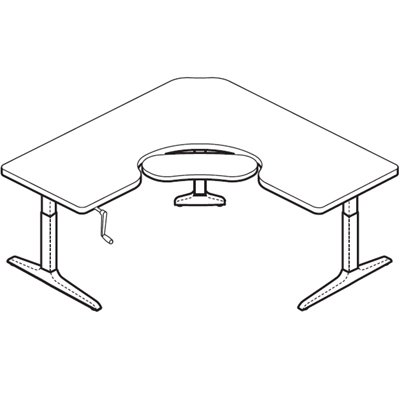 Workrite Sierra HXL Crank Equal Corner Keyboard Cutout Table